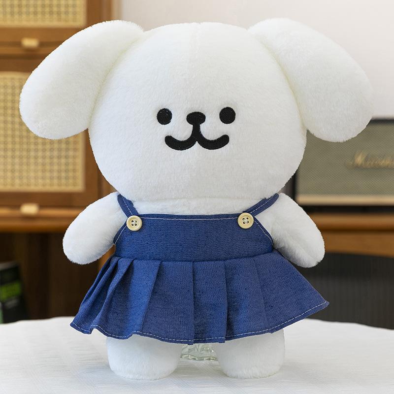 Overalls Skirt Line Dog Plush Toy Dressing Little White Dog Doll Doll Machine Exchange