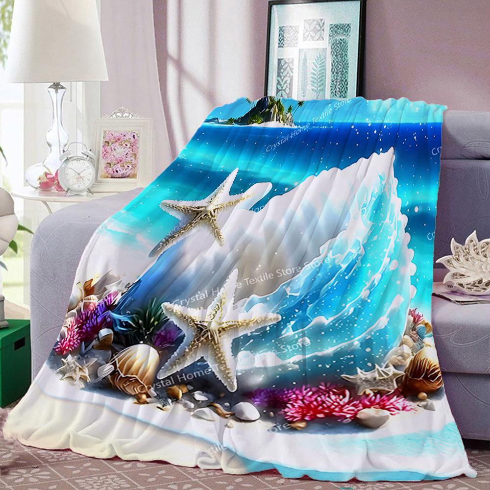 Ocean Wonders Pattern Print Flannel Blanket, Soft Warm Throw Blanket Nap Blanket For Couch Sofa Office Bed Camping Trave Blanket