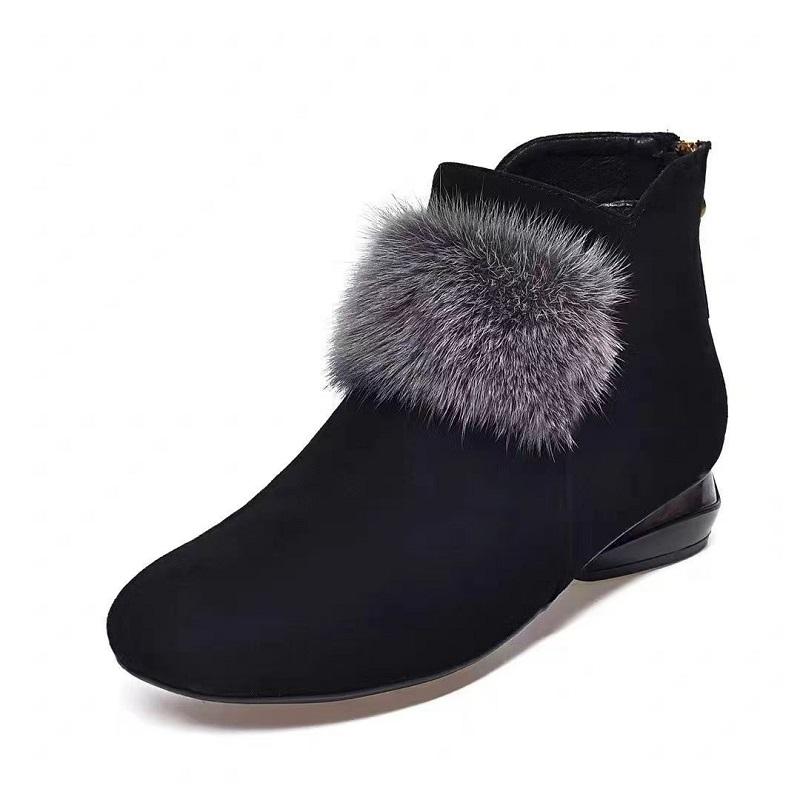 2024 Winter New Short Boots Women's Velvet Warm Cotton Boots Round Head Coarse Heel Non Slip Boots Fashion Zipper Short Boots