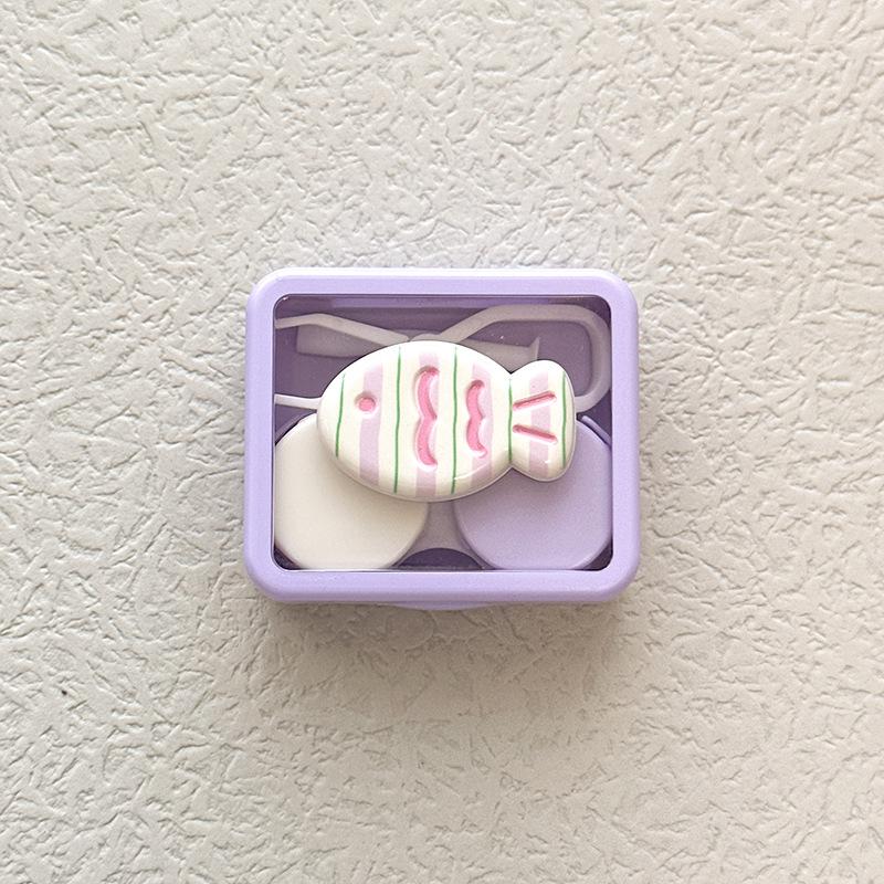 Bonbonfarbene Kontaktlinsenbox Niedliche Schleife Tragbarer Kontaktlinsenbehälter mit Pinzette Saugstab Set für Reise-Kit-Halter