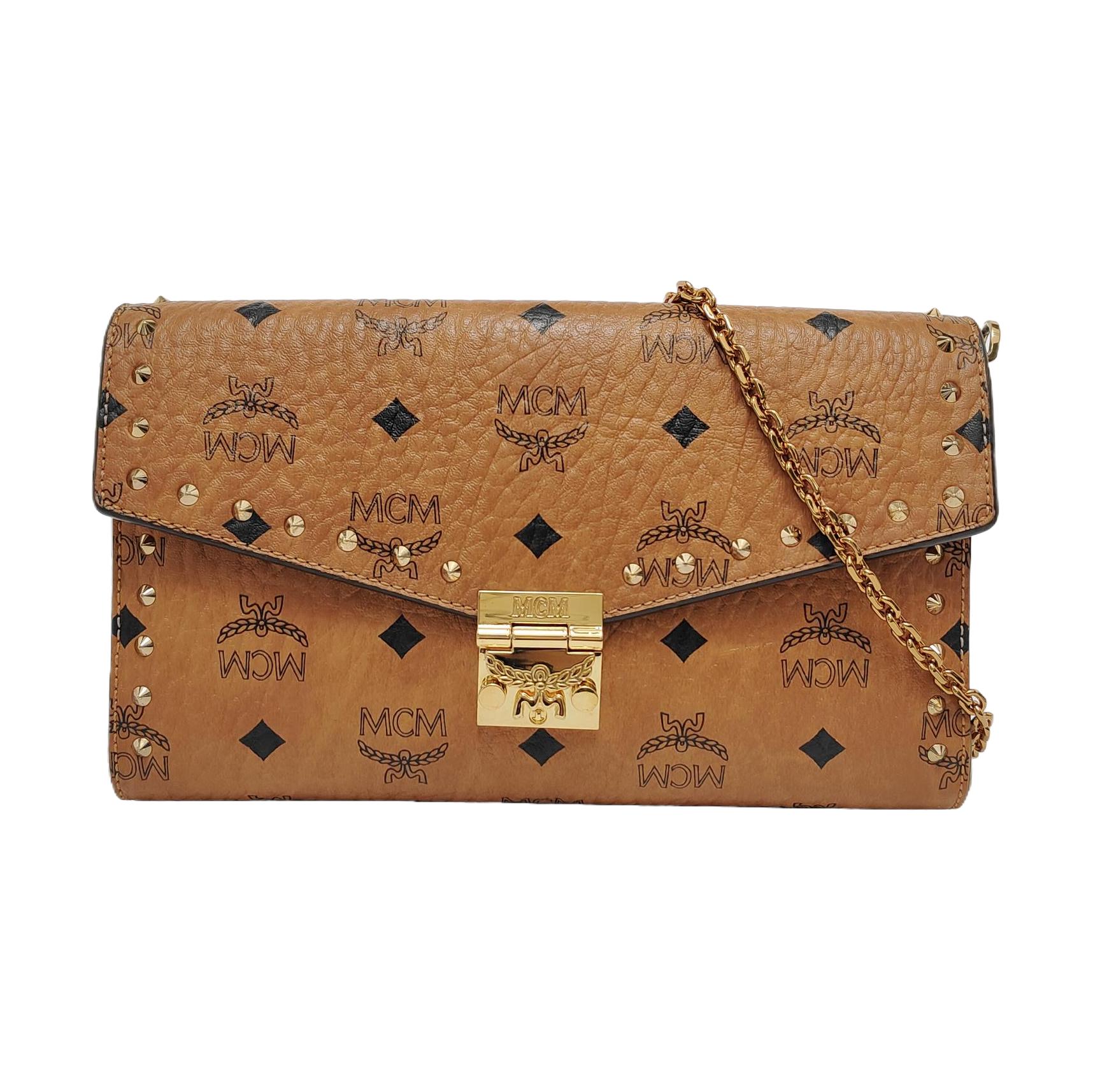 [Pre-Owned] Millie Medium Cognac Coated Canvas Monogram Studded Crossbody Bag - Very Good #12Y0MHW ONE SIZE