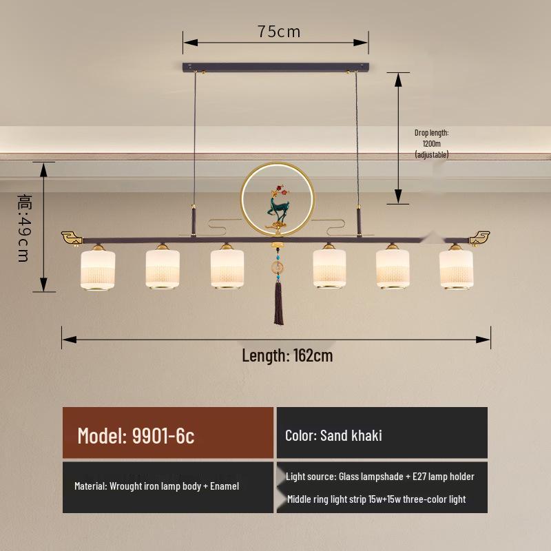 Modern Zen Dining Pendant Light: Pine-Inspired Multi-Head Strip Lamp for Tea Table or Study Desk