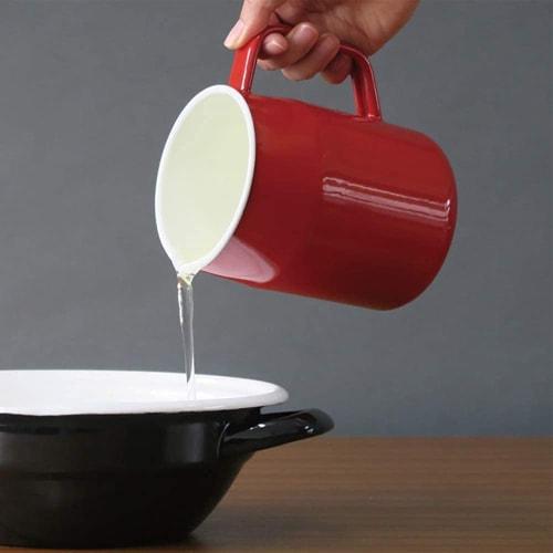 Fuji Horo Enamel Oil Pot with Stainless Steel Filter, Mini, 1.0L, White (Filto OP-1.0L W)