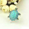 Women's Turquoise Tortoise Pattern Blue Rhinestone Inlaid Finger Ring
