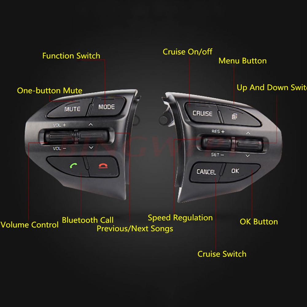 BINGWFPT Car Steering Wheel Audio Cruise Control Buttons For Kia K5 Optima 2014-2015 Wth Backlight Button Switch