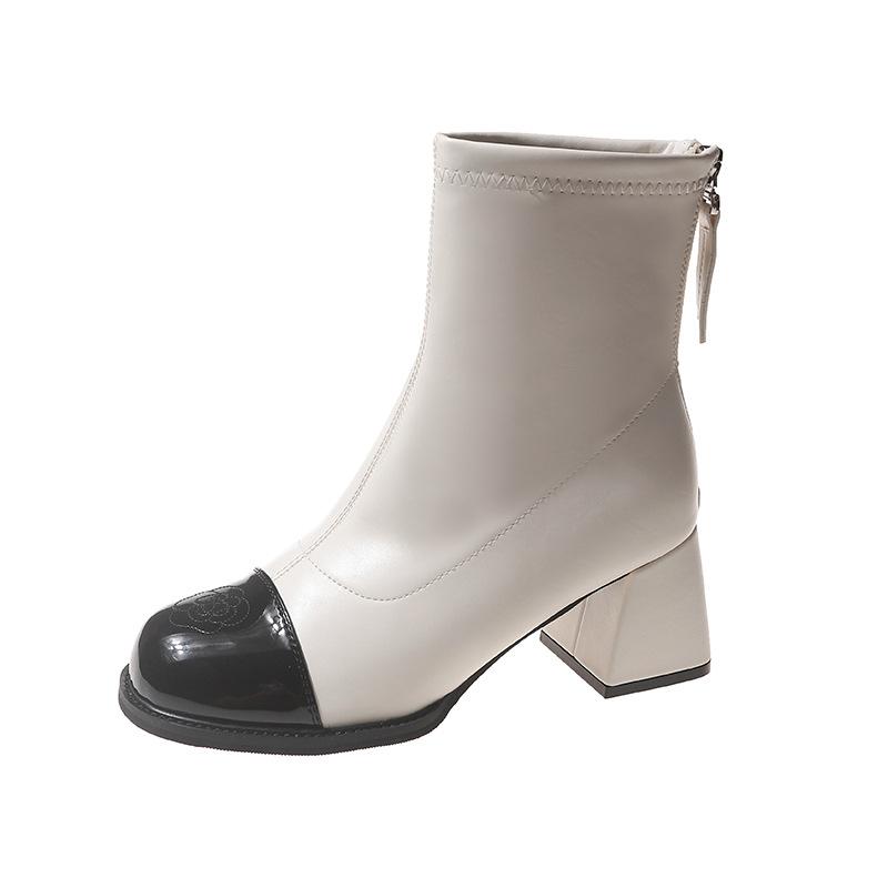 

Autumn and winter boots high heels 2024 new winter women s shoes boots thick heel small fragrant short boots winter shoes boots splicing 40