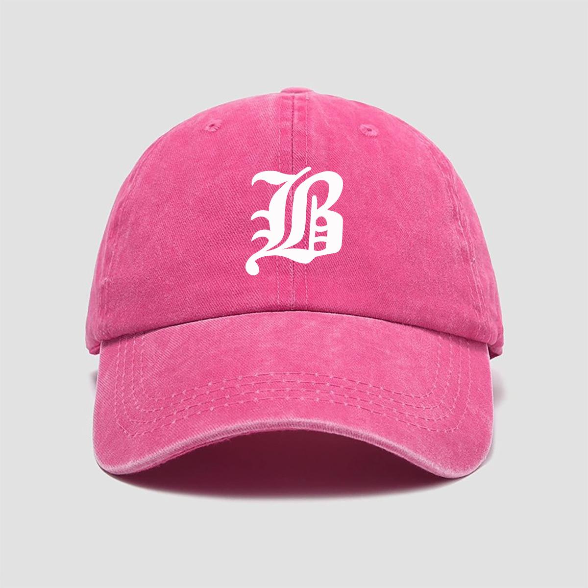 Make old letter printed baseball cap look small and versatile, casual soft top duckbill cap, big head circumference