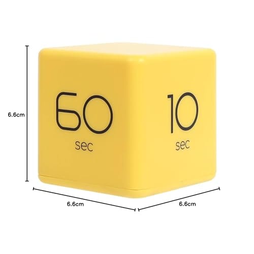 mooas Cube Timer, Time Management, Kitchen Timer, Kids Timer, Training Timer, Study/Cooking Timer (Yellow)