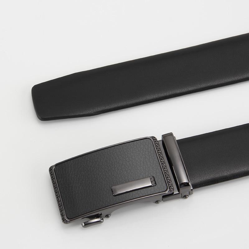 

Мужской ремень из натуральной коровьей кожи Автоматическая пряжка Деловой и повседневный ремень из коровьей кожи второго слоя Мужской ремень Ремень 110-130CM