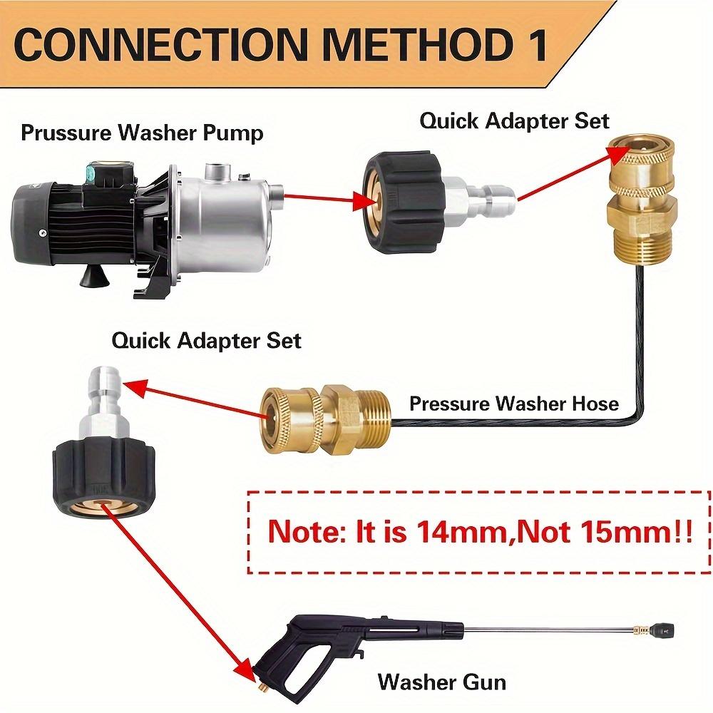 Brass Quick Connect Fittings M22 14mm to 1/4'' Quick Release Adapter Set - Pressure Washer Accessories