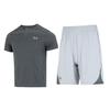 Spliced Logo Round Neck Short Sleeve T-Shirt Fitness Training Comfortable Breathable Shorts Casual Sports Suit 1369743-012+1362289-011