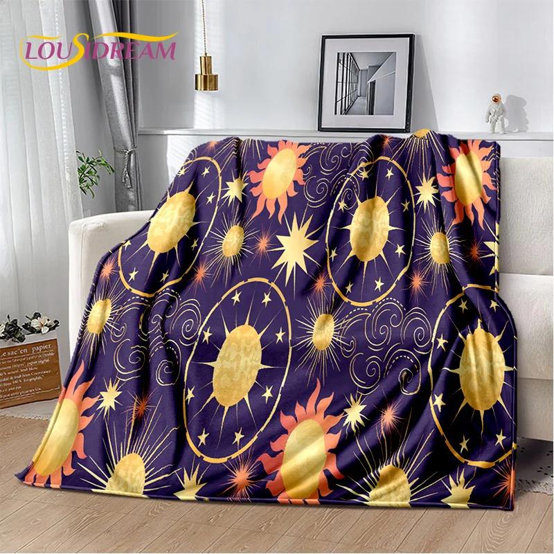 Sun Moon Mandala Magic Witchcraft Tarot Blanket,Soft Throw Blanket for Home Bedroom Bed Sofa Picnic Travel Office Cover Gift Kid