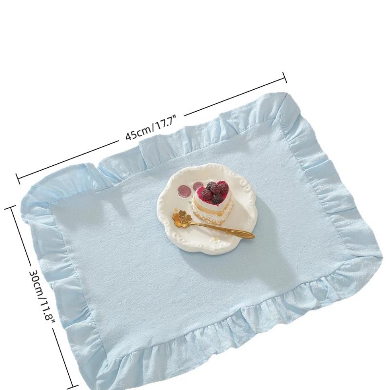 Set di tovagliette a righe rosa e blu con volant Carina Decorazione da Tavola per Cucina Sala da Pranzo Festa per la Colazione Napin