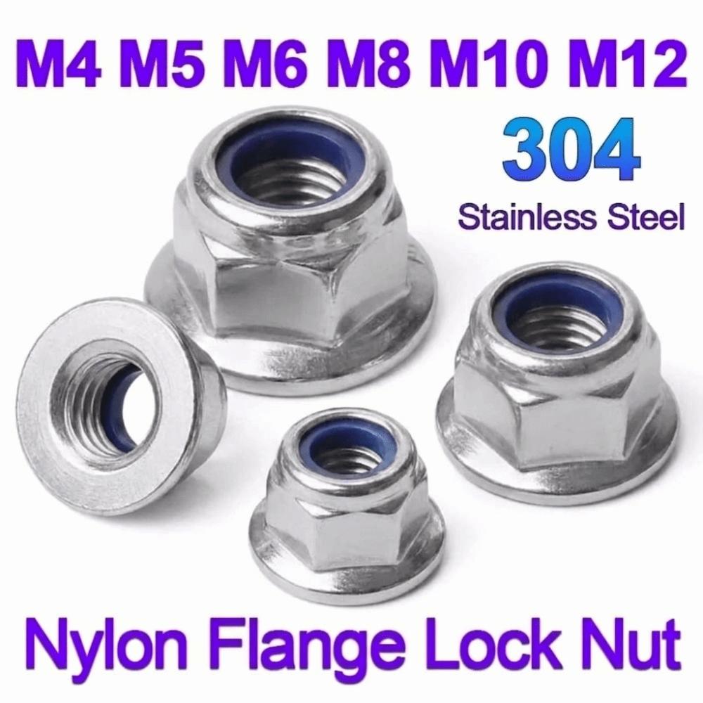 Nylon Insert Flange Lock Nuts Stainless Steel Serrated Nuts New Fastener Nuts  GB Standard