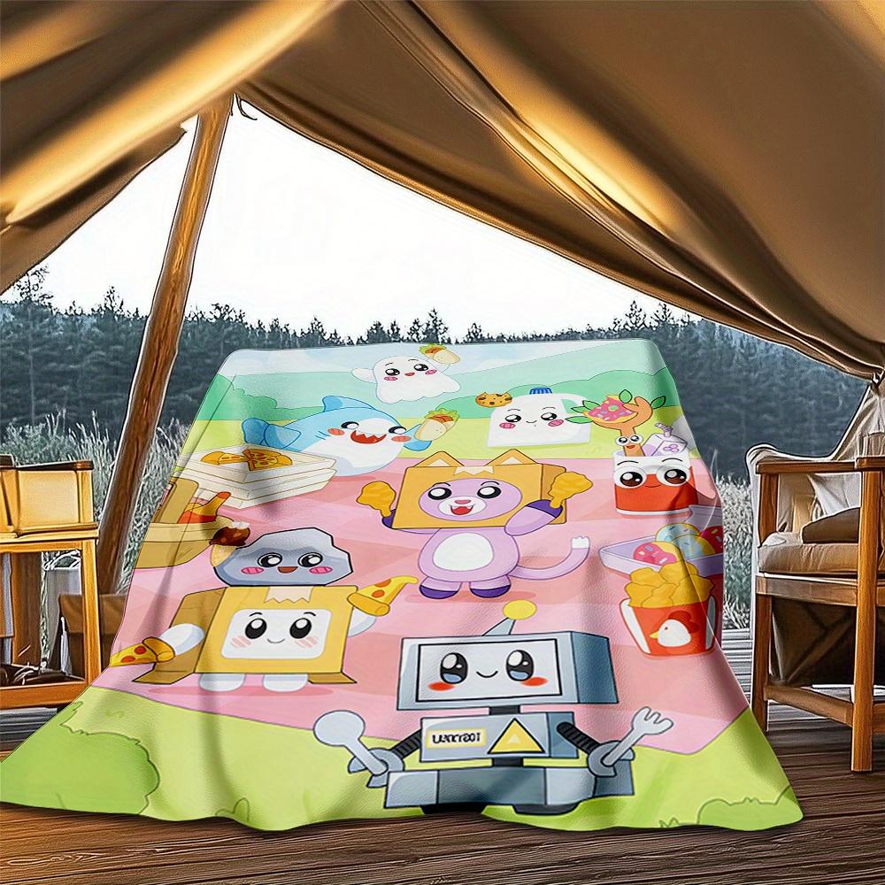 1pc Cute , Picnic Setting, Food Friends Digital Printed Flannel Blanket, Super Soft Plush Bed Cover,Blanket for Sofa, Bed, Office, 70173