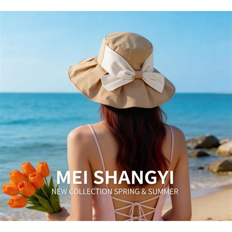 Women Fashion Large Brim Face Covering Uv Protection Foldable Adjustable Fisherman Sun Hat