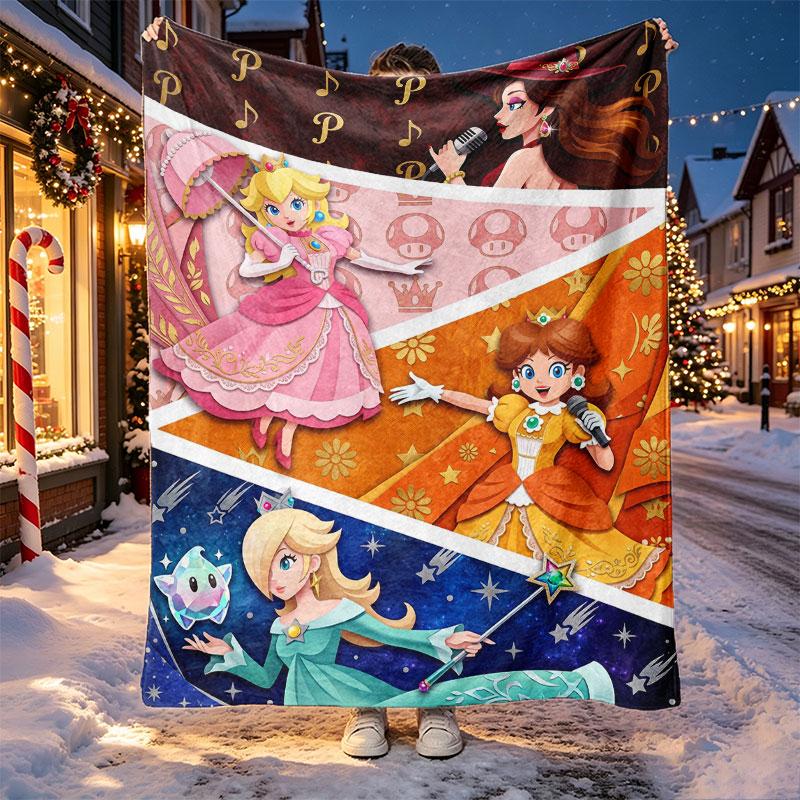 Princess Peach Toadstool Pattern Blanket for Home Decoration, Bed, Sofa, Car Travel, Camping, Suitable for All Seasons, Birthday Christmas Gift
