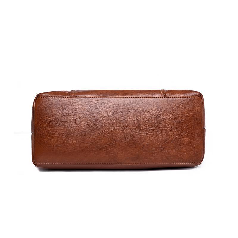 Women'S Elegant Solid Color PU Leather Shoulder Bag With Zipper Closure Polyester Lined Tote Versatile Handbag For Work