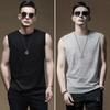 Men Vest Sleeveless Round Neck Tops Wide Shoulder Quick-Drying Sports Straps Pure Color Casual Tank Tops