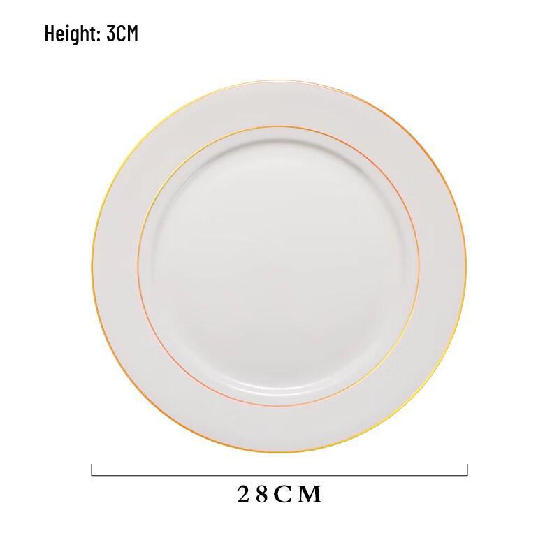 Elegant Ceramic Dinner Plate with Gold Rim