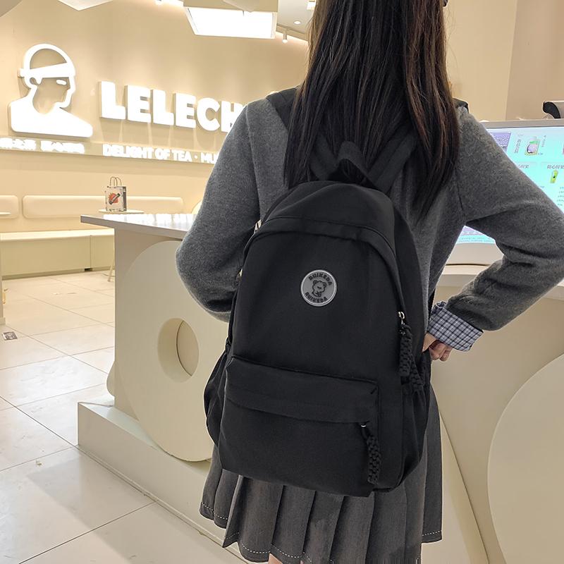 Student School Bag Women's Large Capacity Backpack Solid Color Backpack