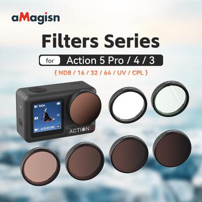 Ensemble de filtres UV CPL ND8 ND16 ND32 ND64 avec cadre en alliage d'aluminium pour DJI OSMO Action 5pro 4 3 Accessoires pour caméra d'action
