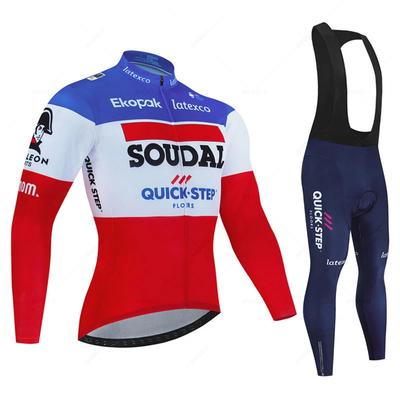 Soudal Quick Step France Autumn Long Sleeved Breathable Cycling Suit Set 2026 Road Bike Clothes  MTB Uniform Bicycle Bib Pants Riding SportShirt