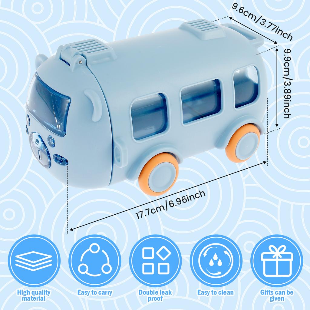 Water Cup in Bus Shape Leakproof Toy Bus Water Bottle 500ml Bus Shape Water Bottle Portable Kids Bus Water Bottle Creative