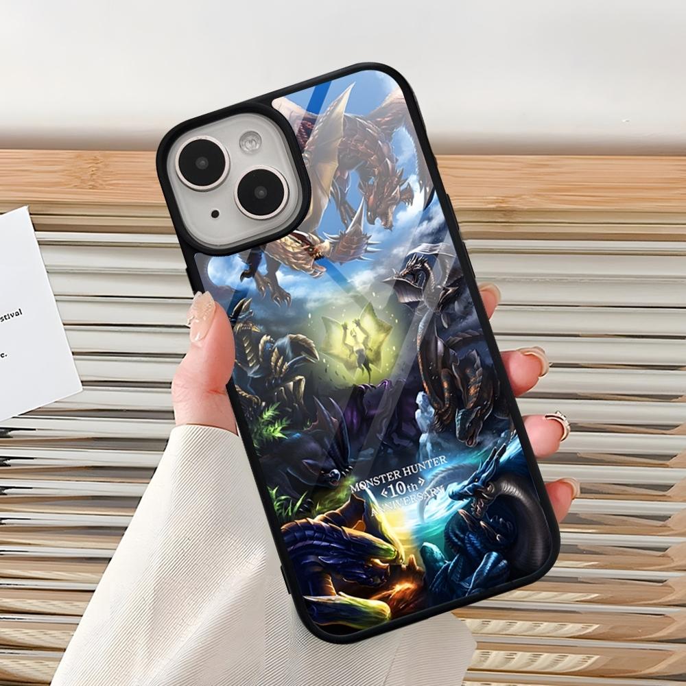 

Game Monster Hunter World Phone Case For Iphone 16 Pro 15 Pro Max 14 12 11 13 Mini 8 7 Plus X Xs XR PC+TPU Design Cover iPhone11Pro
