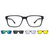Clip On Rectangle BlUe SmartbUy collectiOn Cydney With Clip On FoUr Set U 0225 M04 fashiOn Unisex Eyeglasses
