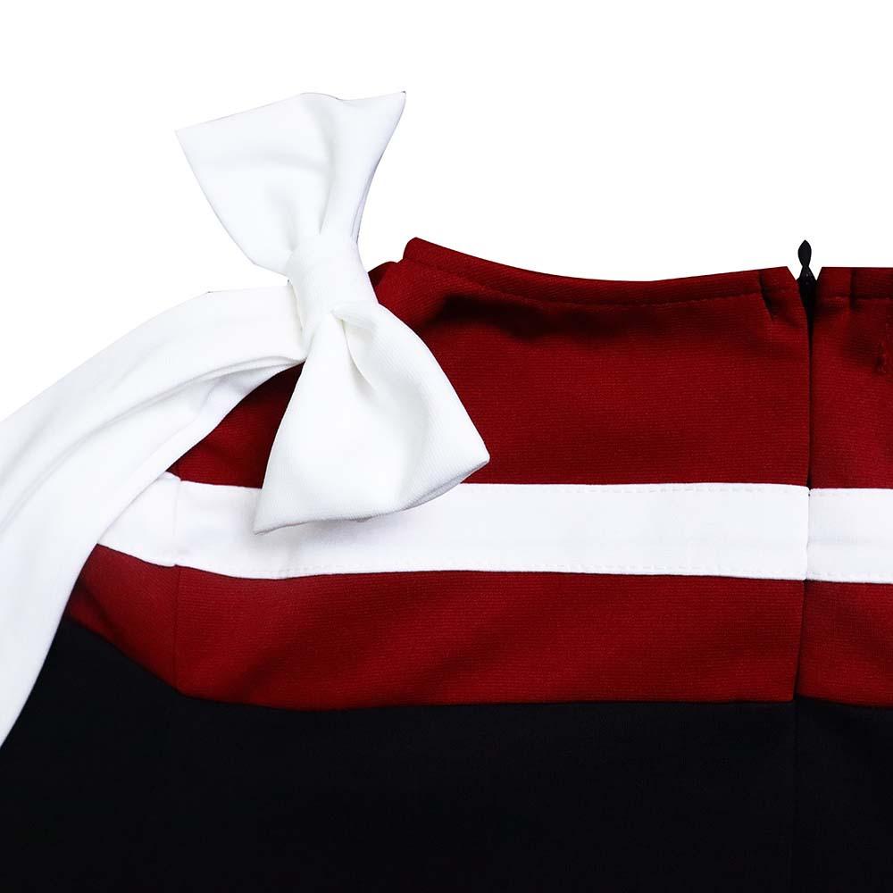 Large Size Women Summer Fashion Patchwork Mid Sleeves Dress Ladies One Piece Elegant Ruffled Business Dress