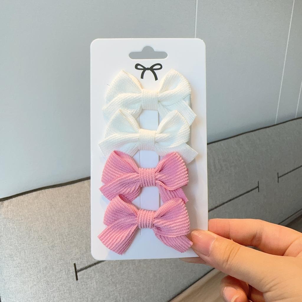 4Pcs Baby Bows Hair Clip For Kids Girls Solid Color Hairpins Barrettes Handmade Headwear Hair Accessories 2.1Inches