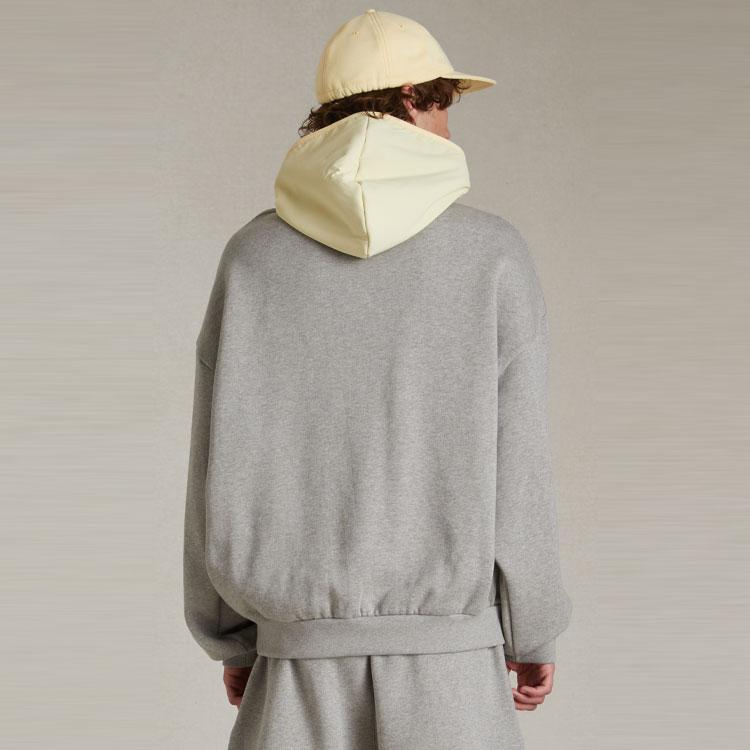 Fear of God Essentials Nylon Fleece Hoodie Dark Heather Oatmeal/Garden Yellow Men Tops Grey 202SP244311F