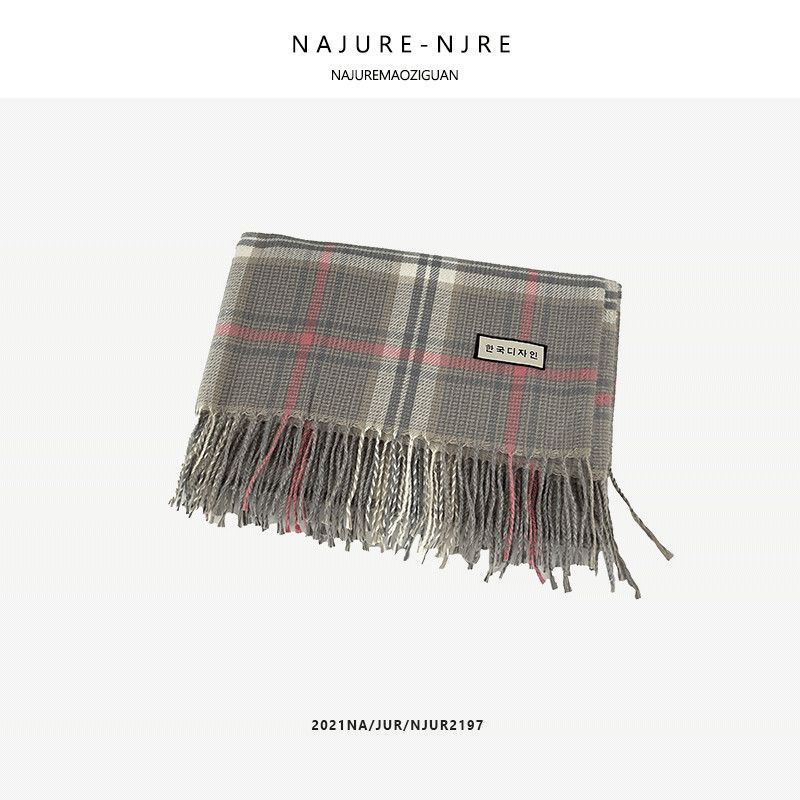 Plaid Scarf Women's Winter All Match Korean Style Fashionable Shawl Students Warm Imitation Cashmere Scarf French Casual