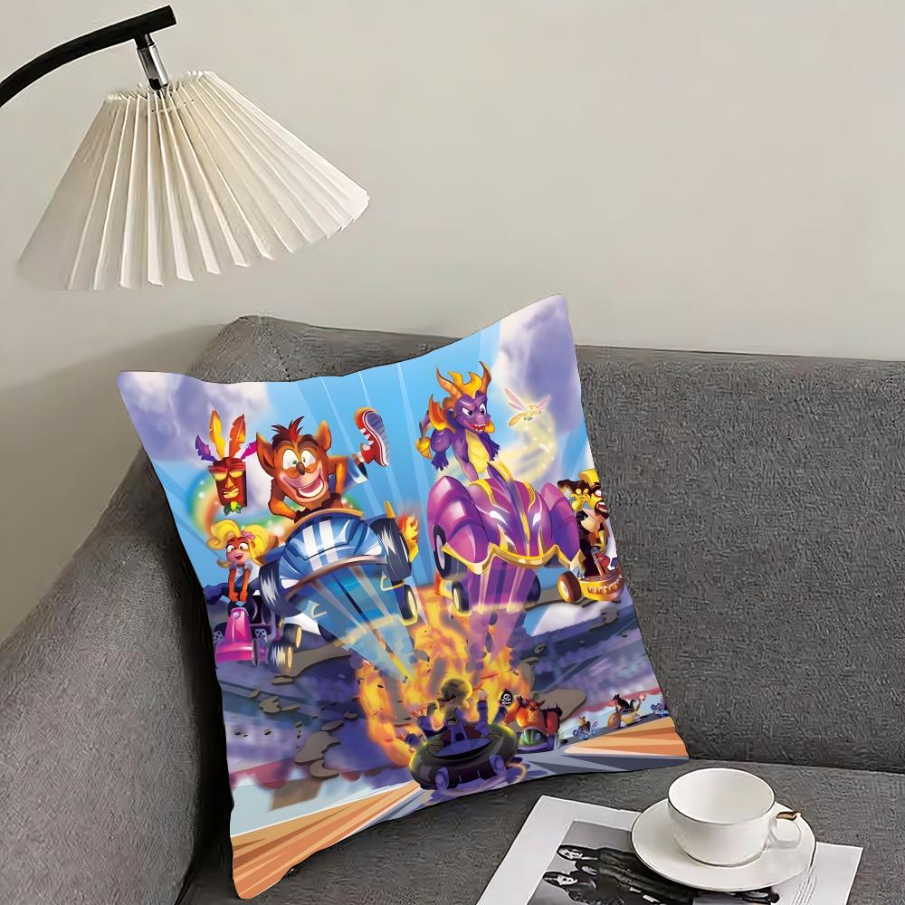 Game Cartoon Crashs B-Bandicoot Cushion Cover Reversible Plush Pillow Cover – For car, sofa, bedroom, perfect as a gift.