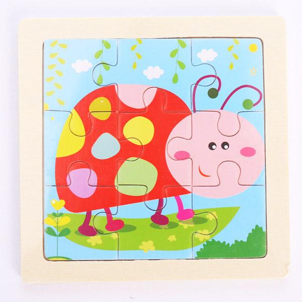 New 9 Piece Montessori Wooden Puzzle Cartoon Dinosaur Transportation Jigsaw 3d Puzzle Early Learning Educational Toys for Kids