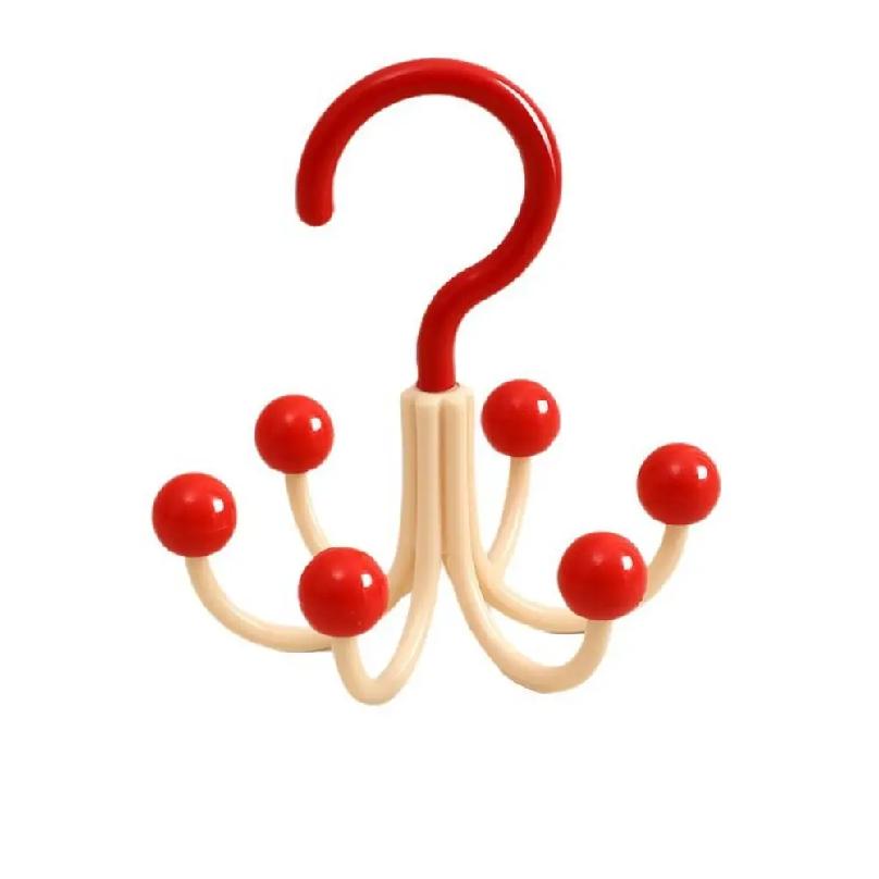 Multifunctional Home Clothes Hanger Portable Dopamine 360°Rotating Hook With 6 Balls Space Saving Scarf Tie Display Rack