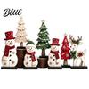 Indoor Festive Atmosphere Props 7Pcs Christmas Snowman Tree Reindeer Figurines 2D Wooden Tiered Tray Elk Decor Decor Rustic Farmhouse Tabletop