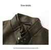 Men's Retro Cool PU Leather Bomber Jacket with Buckle Stand Collar