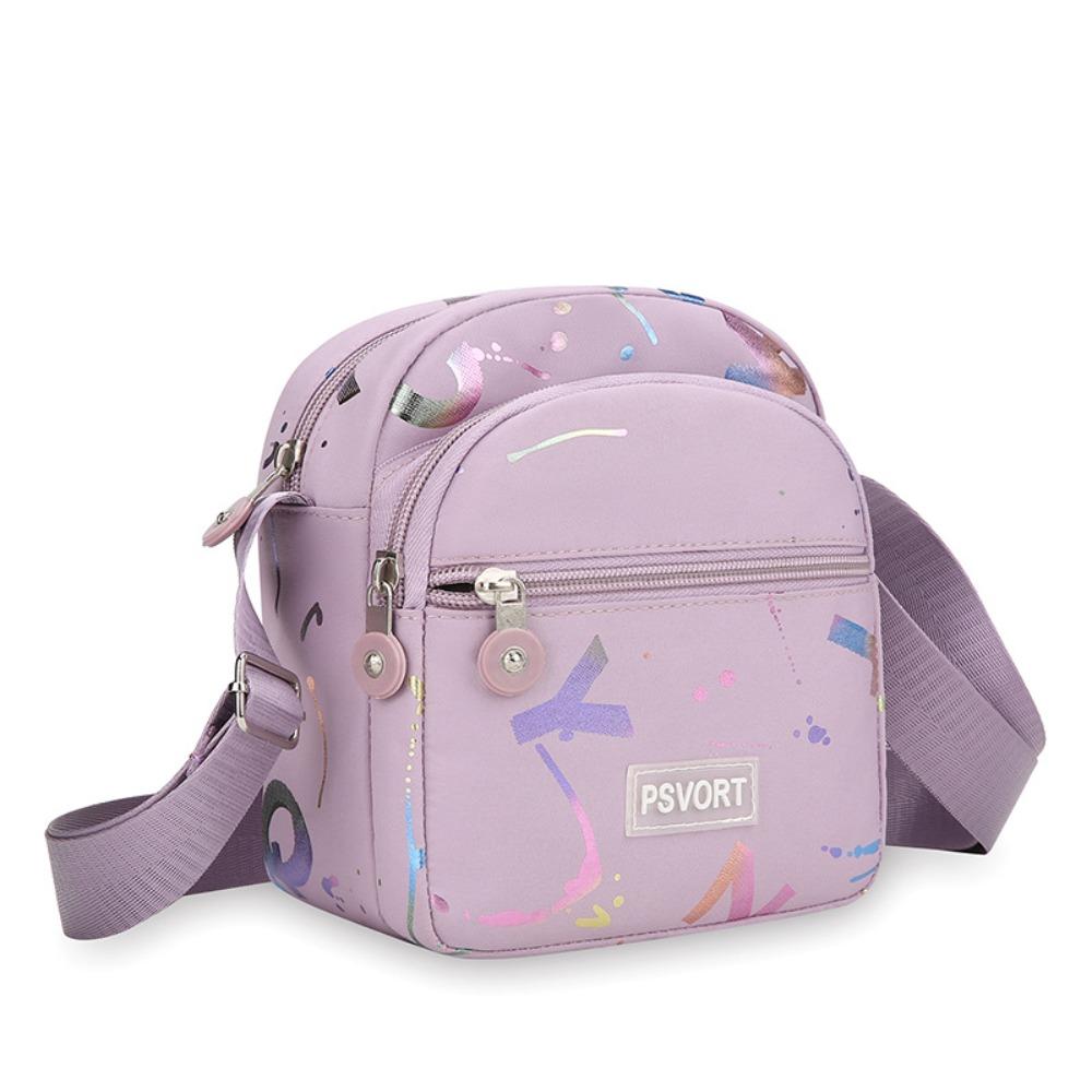 

Causal Nylon Shoulder Bag Mini Multi Layer Handbag Phone Bag Women фіолетовий