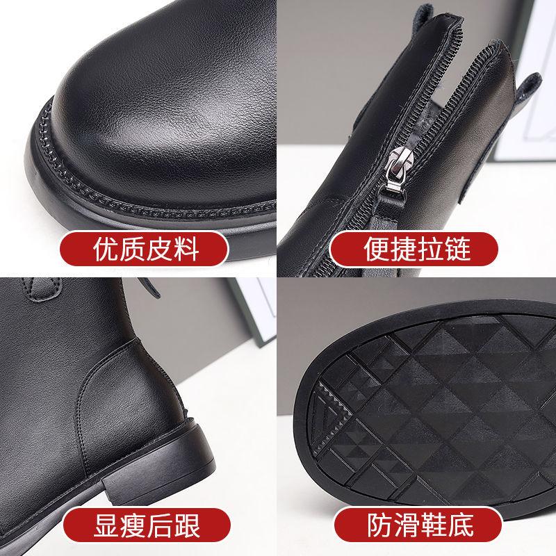 Winter high-top Martin boots 2025 new cotton shoes women's casual leather soft-soled velvet warm thickened cotton boots women