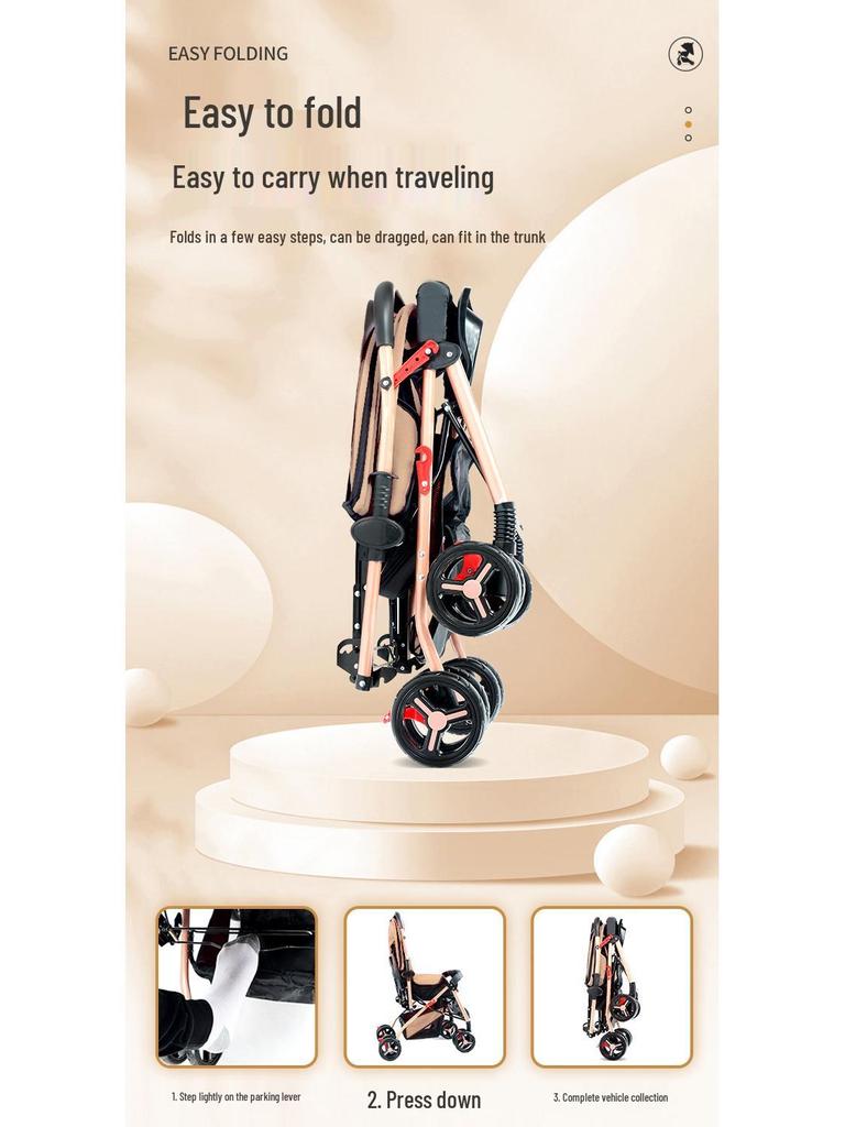 Lightweight, High Landscape, Two-Way Folding Baby Stroller