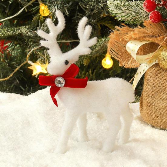 Christmas Ornament Bowknot Decor Reindeer Holiday White Figurine Table Centerpieces Christmas Decoration