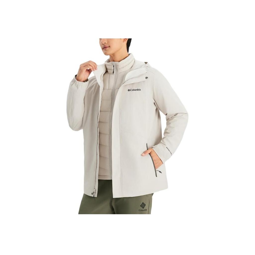 Columbia Hiking Simple Brand Logo Letter Inner Layer Three-In-One Casual Hooded Waterproof Windproof Warm Jacket Unisex Jacket Off-White XE5418-278
