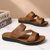 Fashion All-match Summer Men's Slides Simple Man Casual Leather Beach Shoe Non-slip Casual Slippers Outdoor Sandalias Garden Half Drag