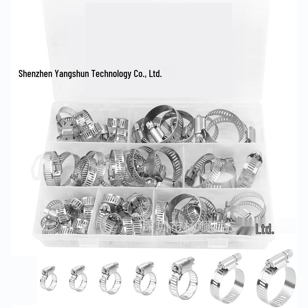 

60-Piece Boxed Set of American Style 201 Stainless Steel Hose Clamps (6-38mm)
