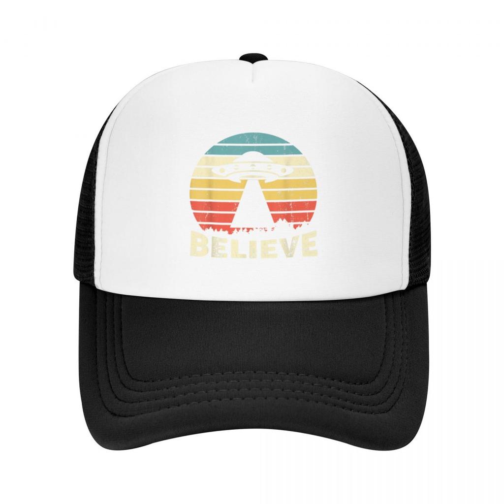 Believe Vintage Alien UFO Retro Sunset Baseball Cap cute Luxury Beach Outing Mens Womens
