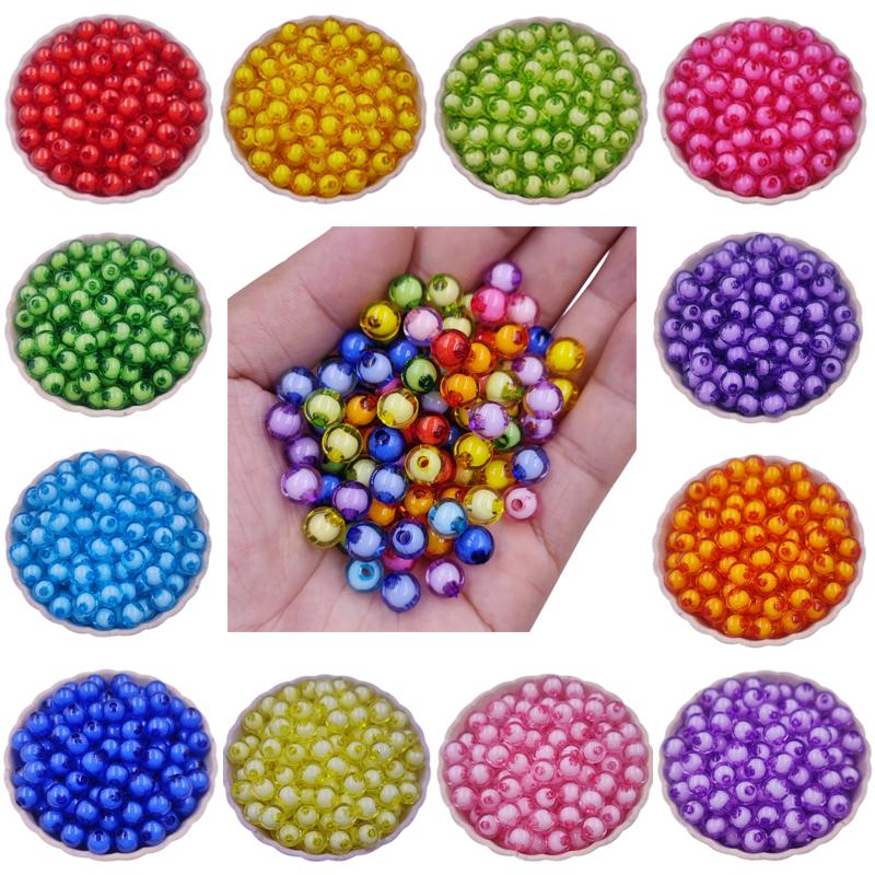 Home Party Supplies Acrylic 40/20Pcs Craft DIY 8/10mm Transparent Necklace Bracelet Candy Color Spacer Beads Jewelry Making Round Wholesale