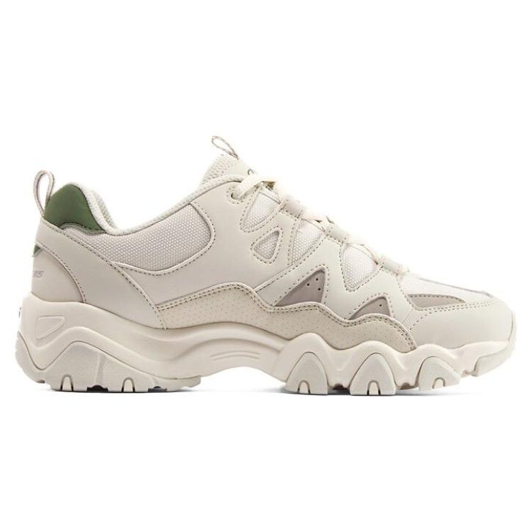 Skechers DLites 2.0 Monster Sweetheart Leather Fabric Synthetic Leather Retro Patchwork Low Top Dad Shoes Men Sneakers White Green 894155-NTOL