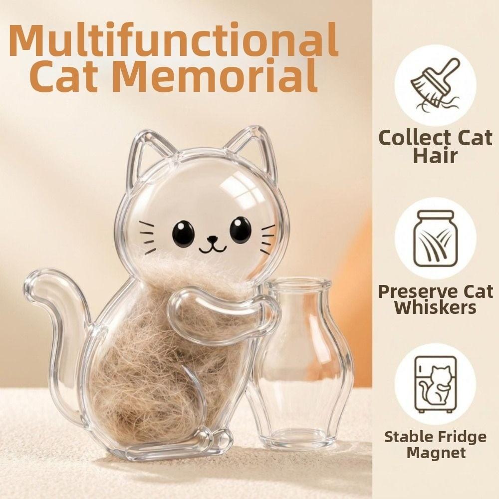 Creative Pet Memorial Fridge Magnet Transparent DIY Cat Hair Storage Box Dustproof Cat Dog Shape Dog Hair Collection Box